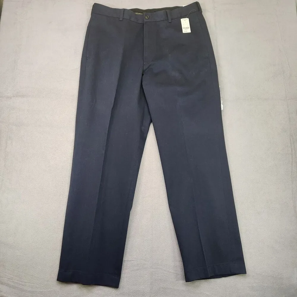 NWT Brooks Brothers Hudson Advantage Chino Pants Men's 35x30 Navy Straight Flat